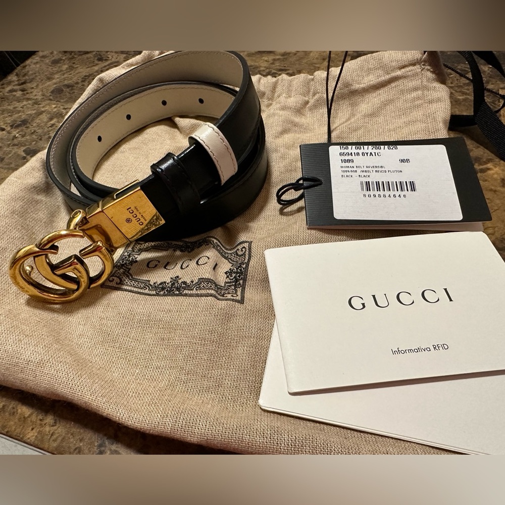 Gucci Maront Reversible thin belt